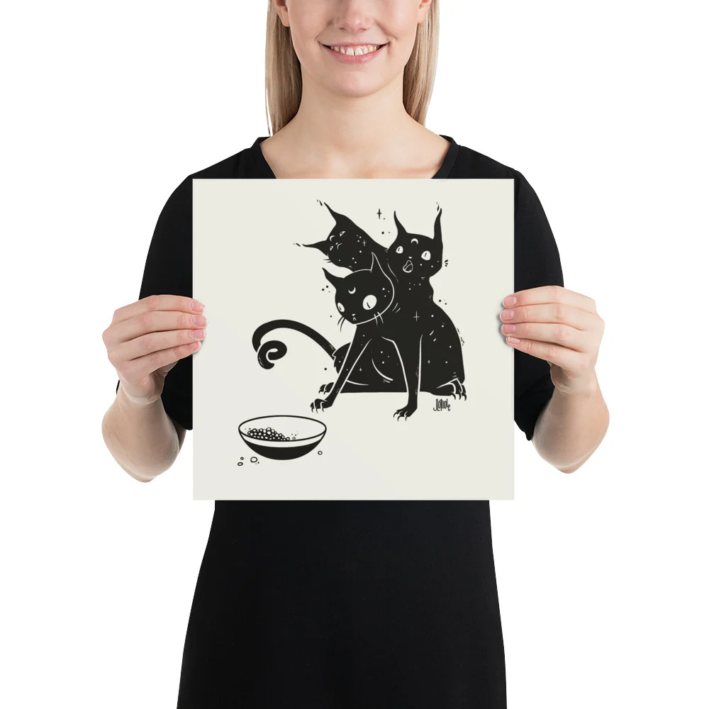 Three Headed Cat, Matte Art Print Poster - Image 4