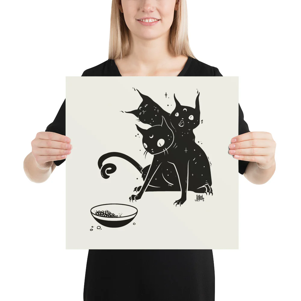 Three Headed Cat, Matte Art Print Poster - Image 6