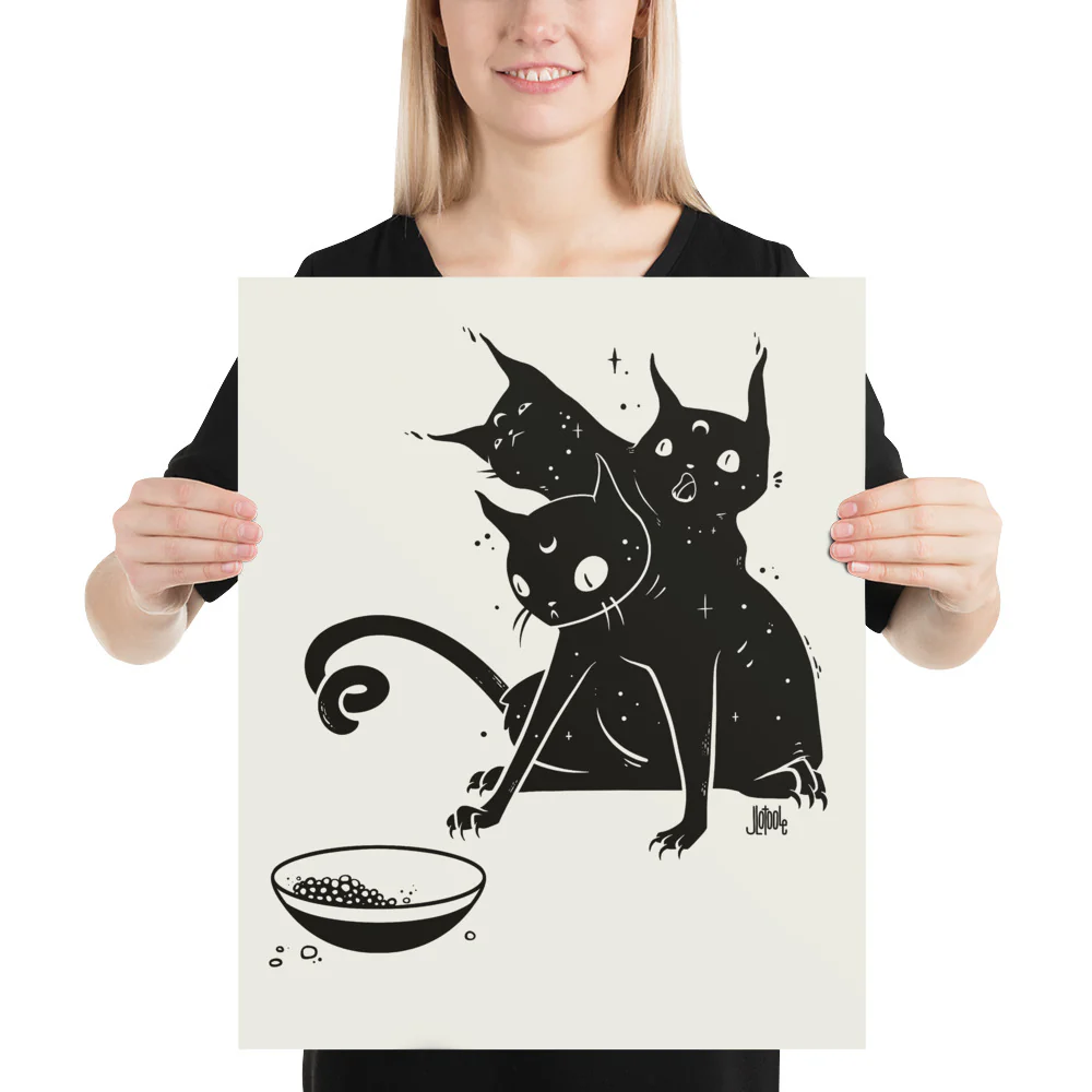 Three Headed Cat, Matte Art Print Poster - Image 7