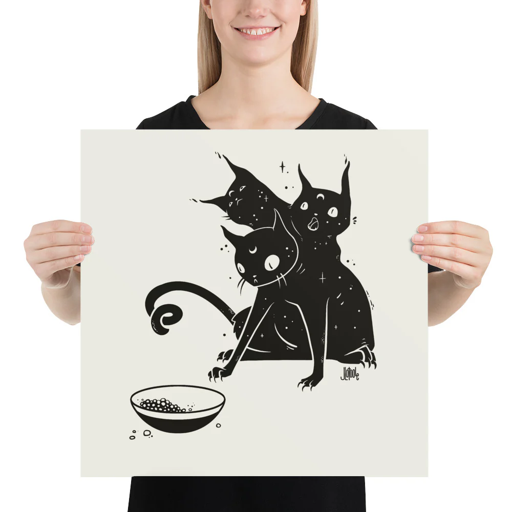 Three Headed Cat, Matte Art Print Poster - Image 8