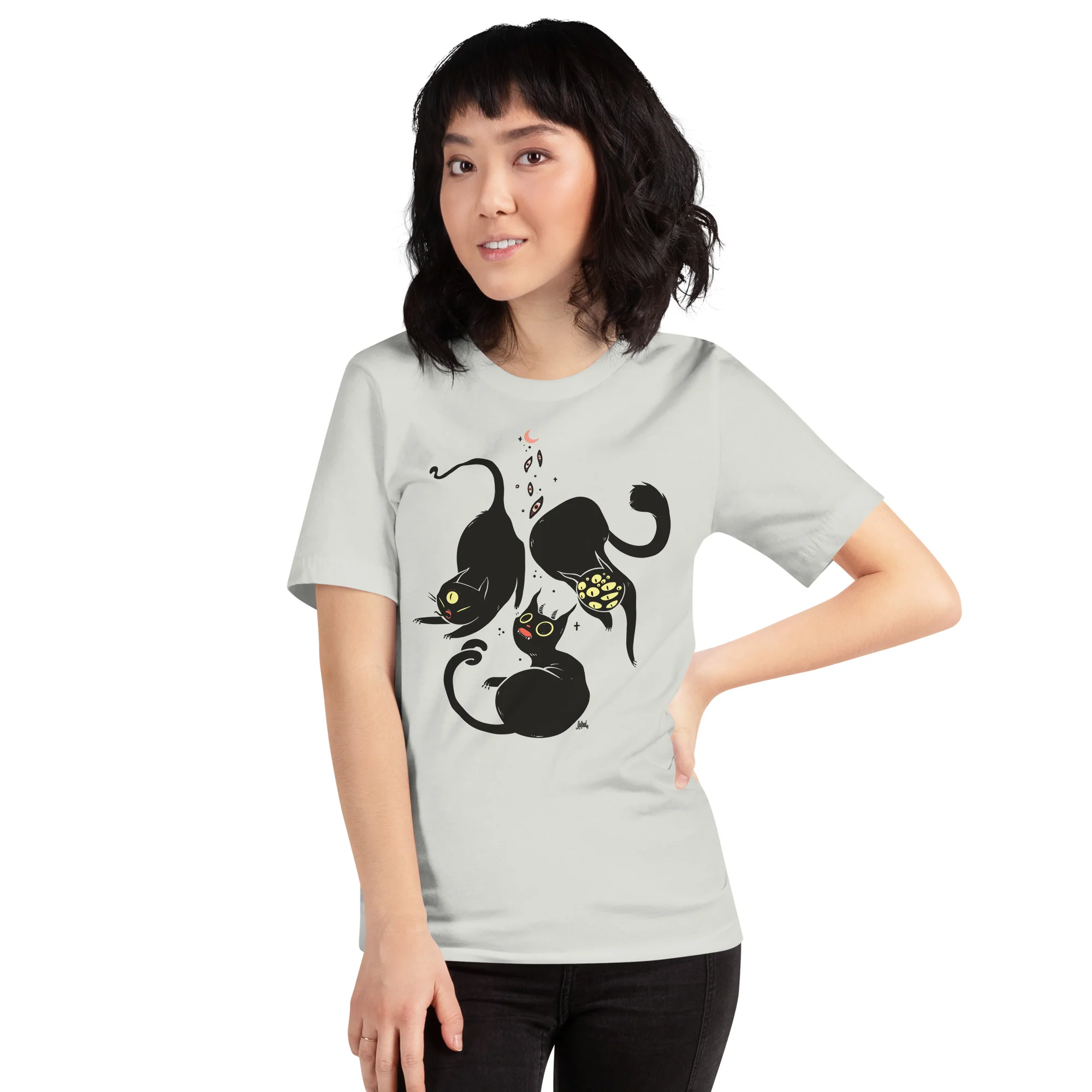 Three Spooky Cats, Unisex T-Shirt - Image 3