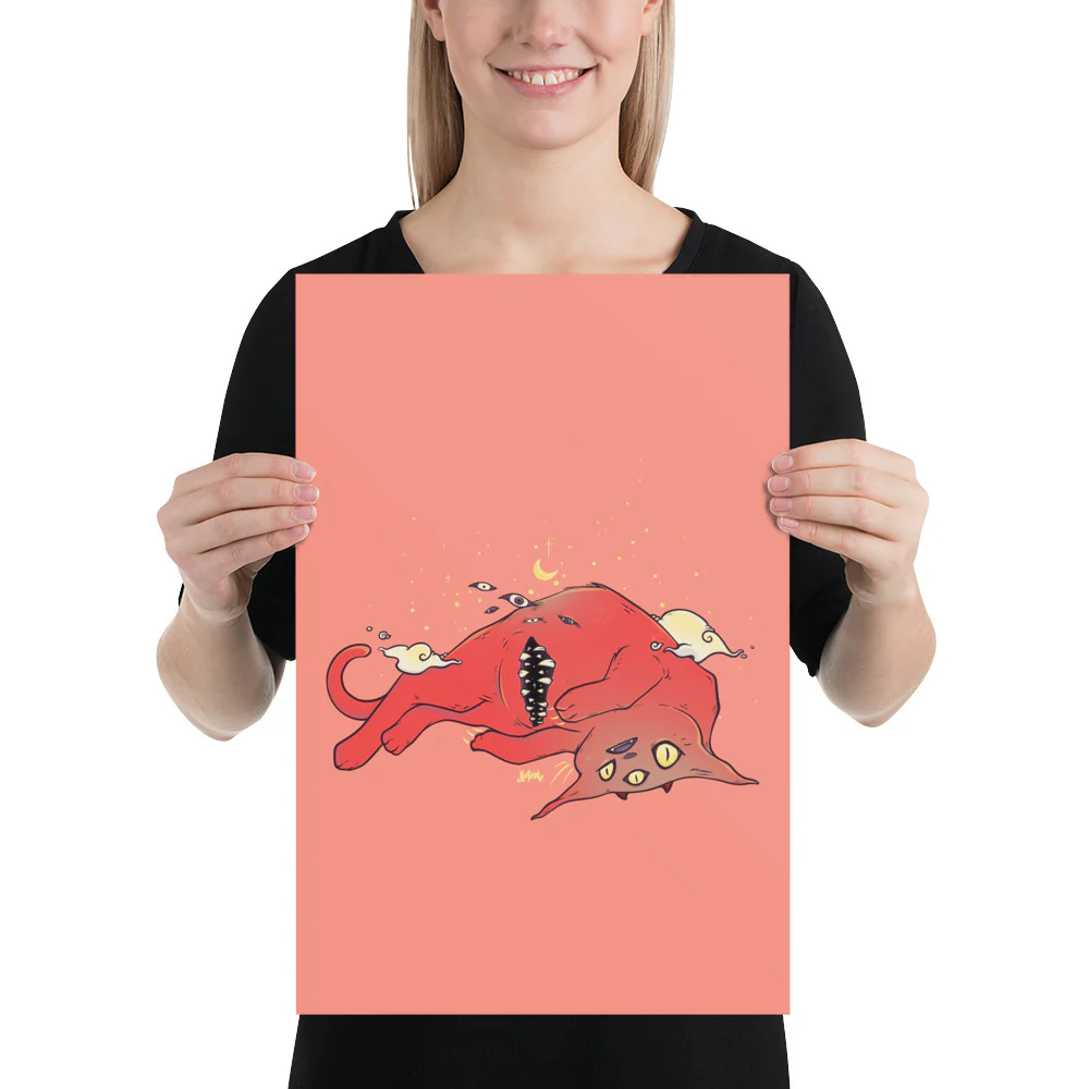 Tummy Trap Cat, Matte Art Print Poster - Image 10