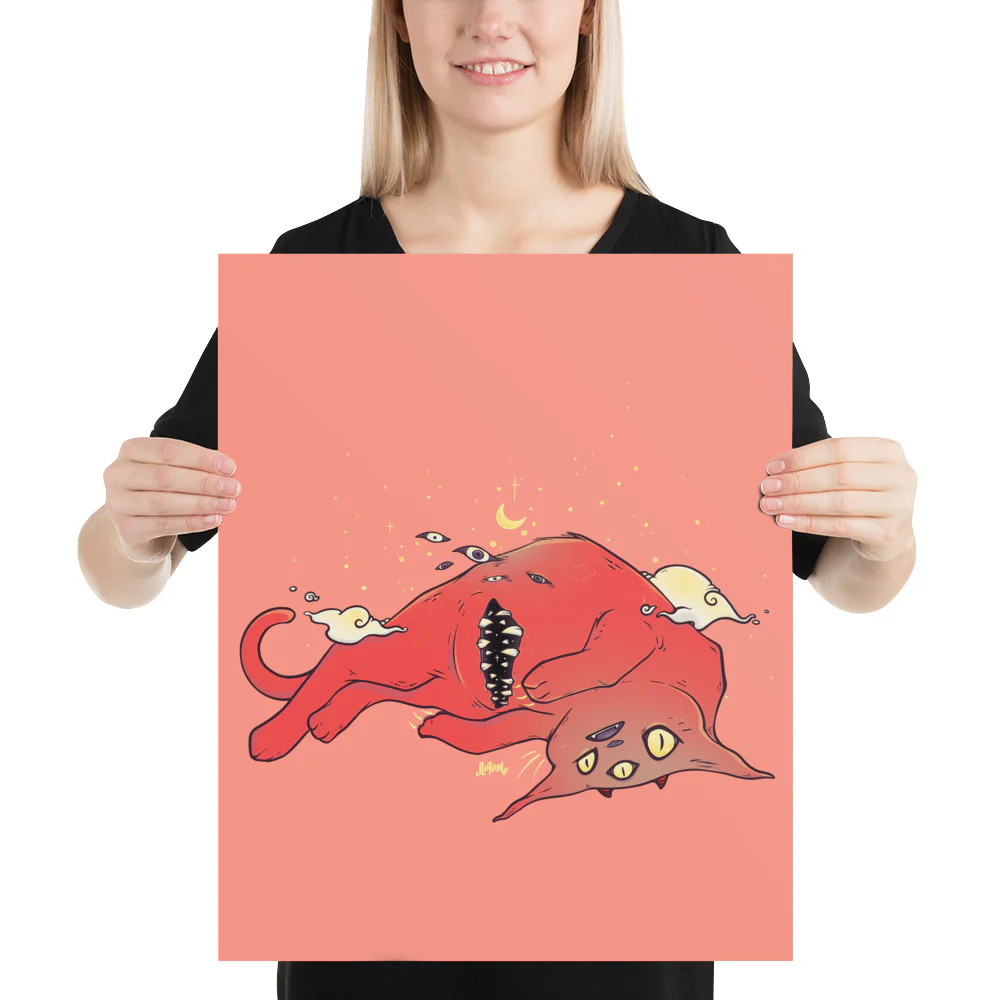 Tummy Trap Cat, Matte Art Print Poster - Image 2