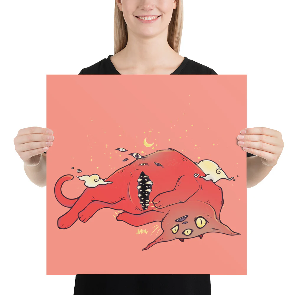 Tummy Trap Cat, Matte Art Print Poster - Image 4