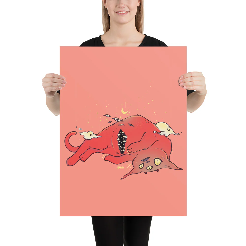 Tummy Trap Cat, Matte Art Print Poster - Image 5