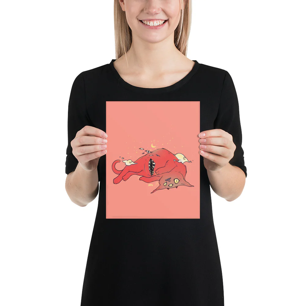 Tummy Trap Cat, Matte Art Print Poster - Image 6