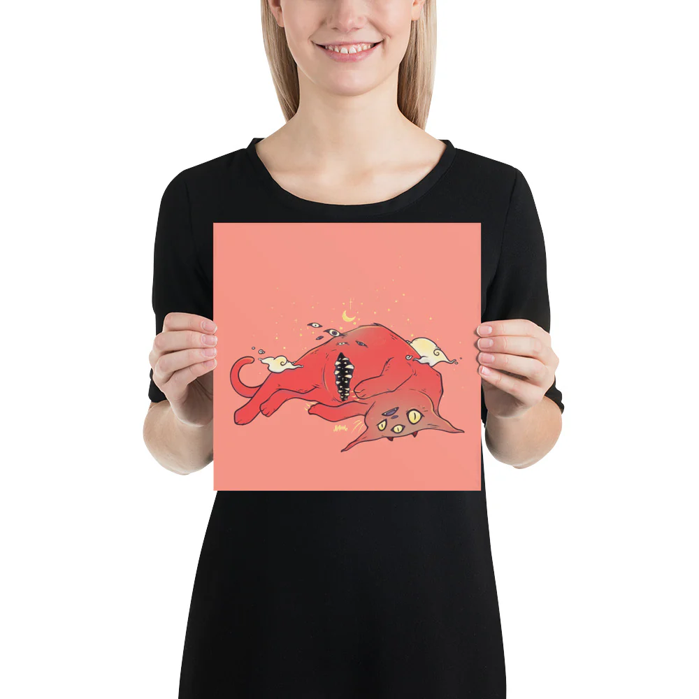 Tummy Trap Cat, Matte Art Print Poster - Image 7