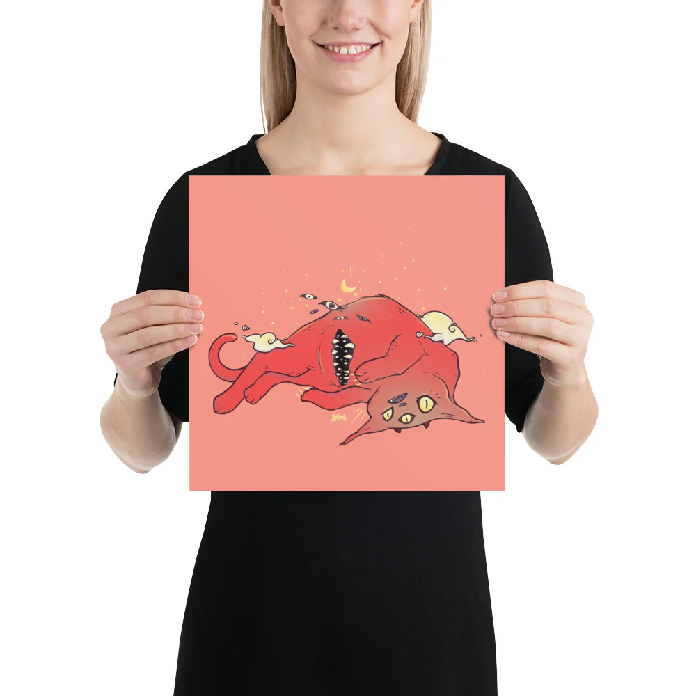 Tummy Trap Cat, Matte Art Print Poster - Image 8