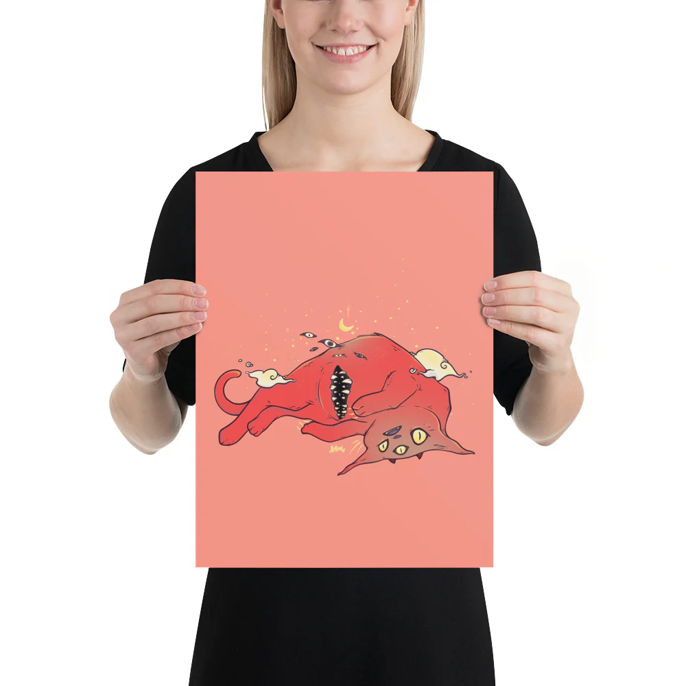 Tummy Trap Cat, Matte Art Print Poster - Image 9