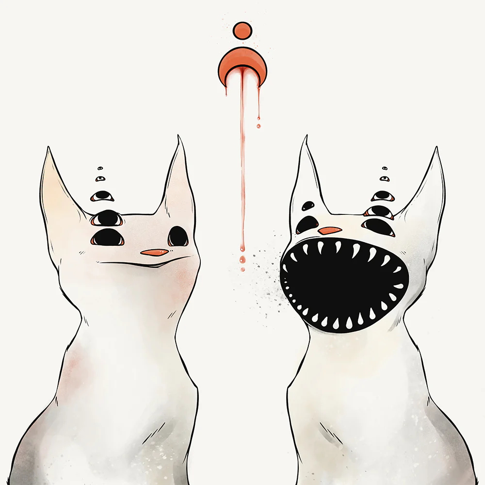 Two Creepy Cats, Matte Art Print Poster