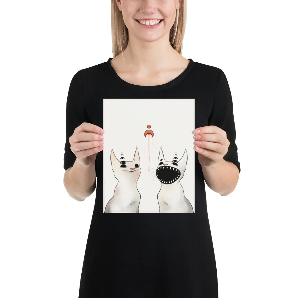 Two Creepy Cats, Matte Art Print Poster - Image 2