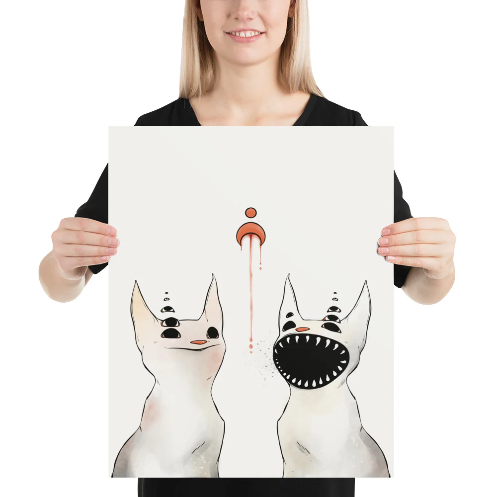 Two Creepy Cats, Matte Art Print Poster - Image 4