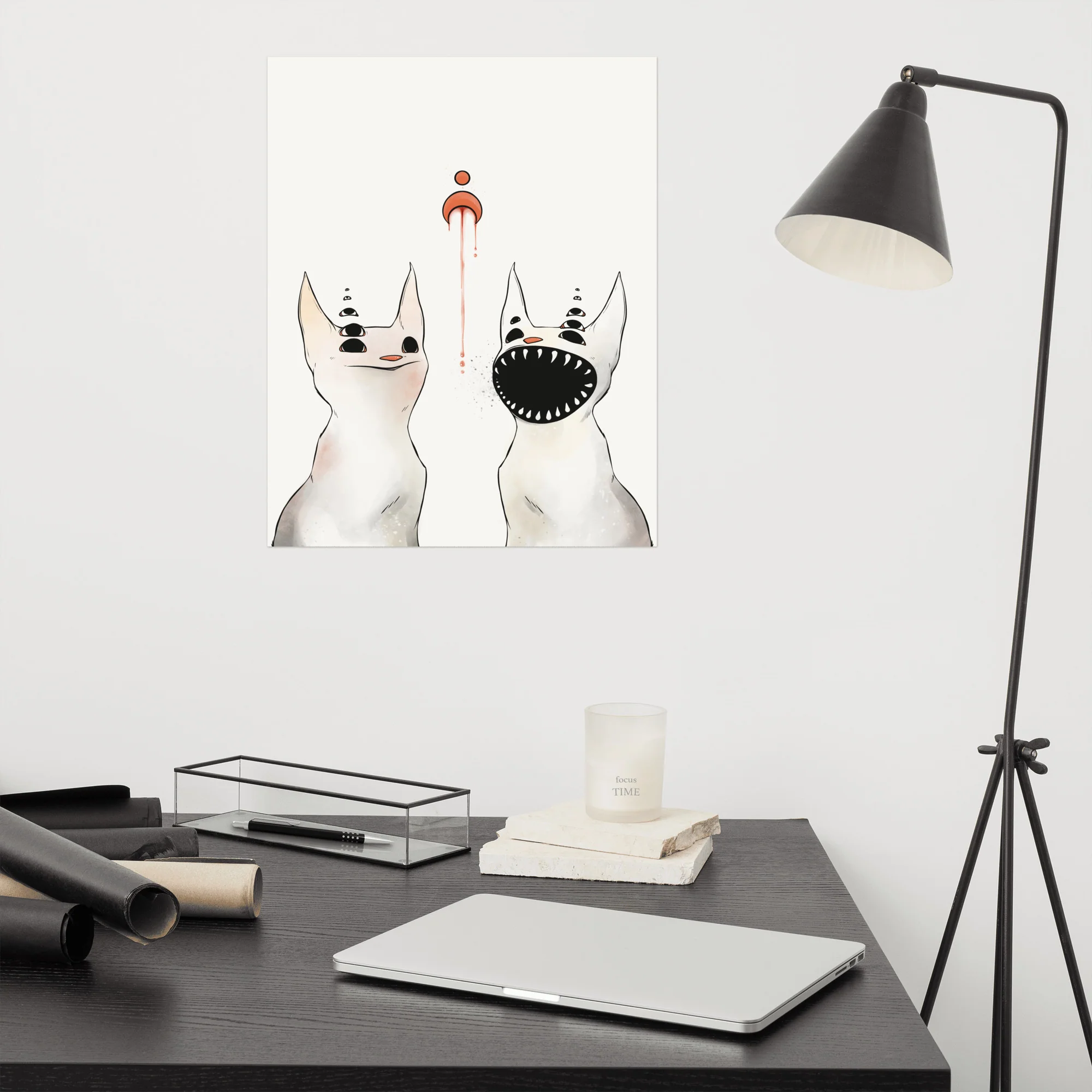 Two Creepy Cats, Matte Art Print Poster - Image 5