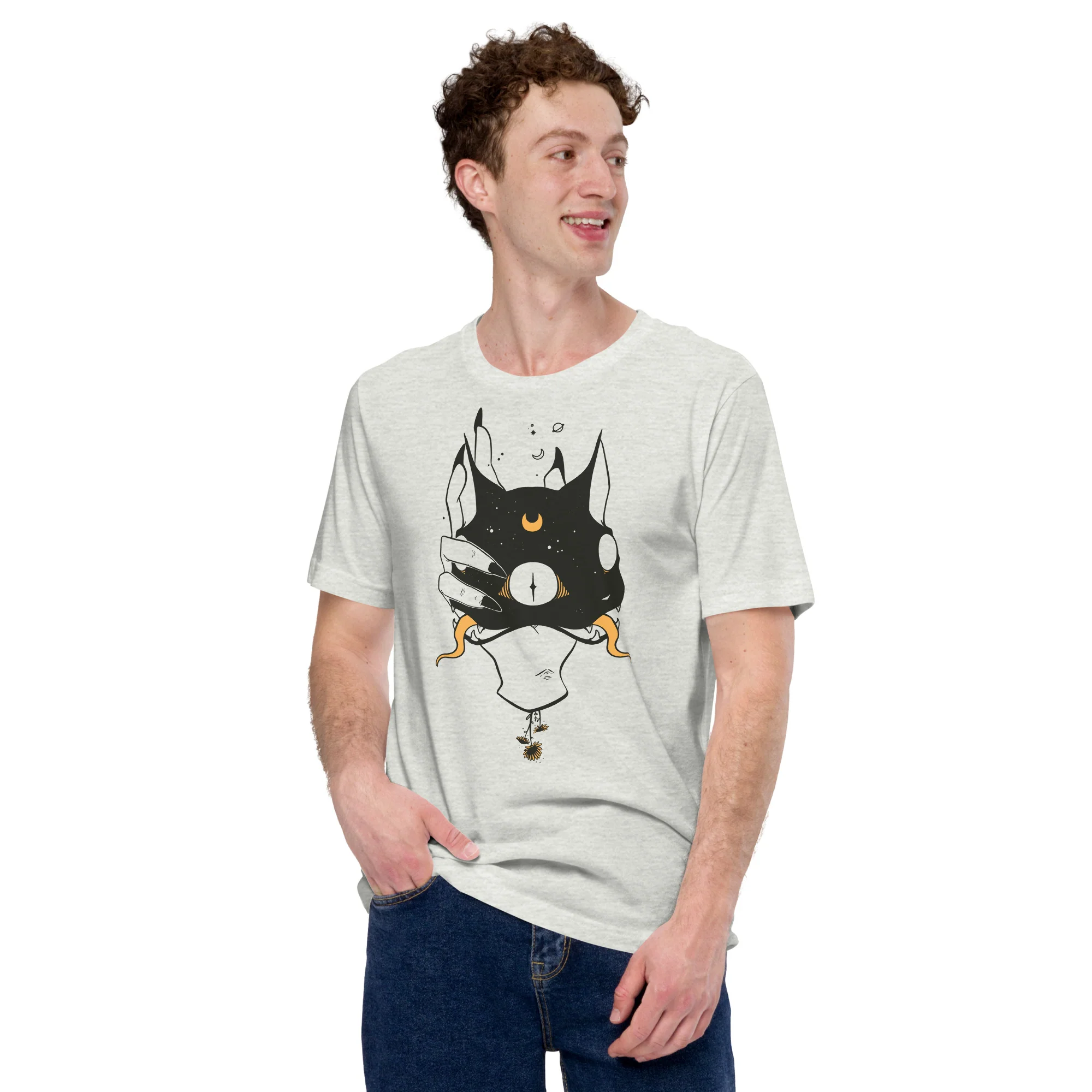 Two Faced Cat, Unisex T-Shirt - Image 3