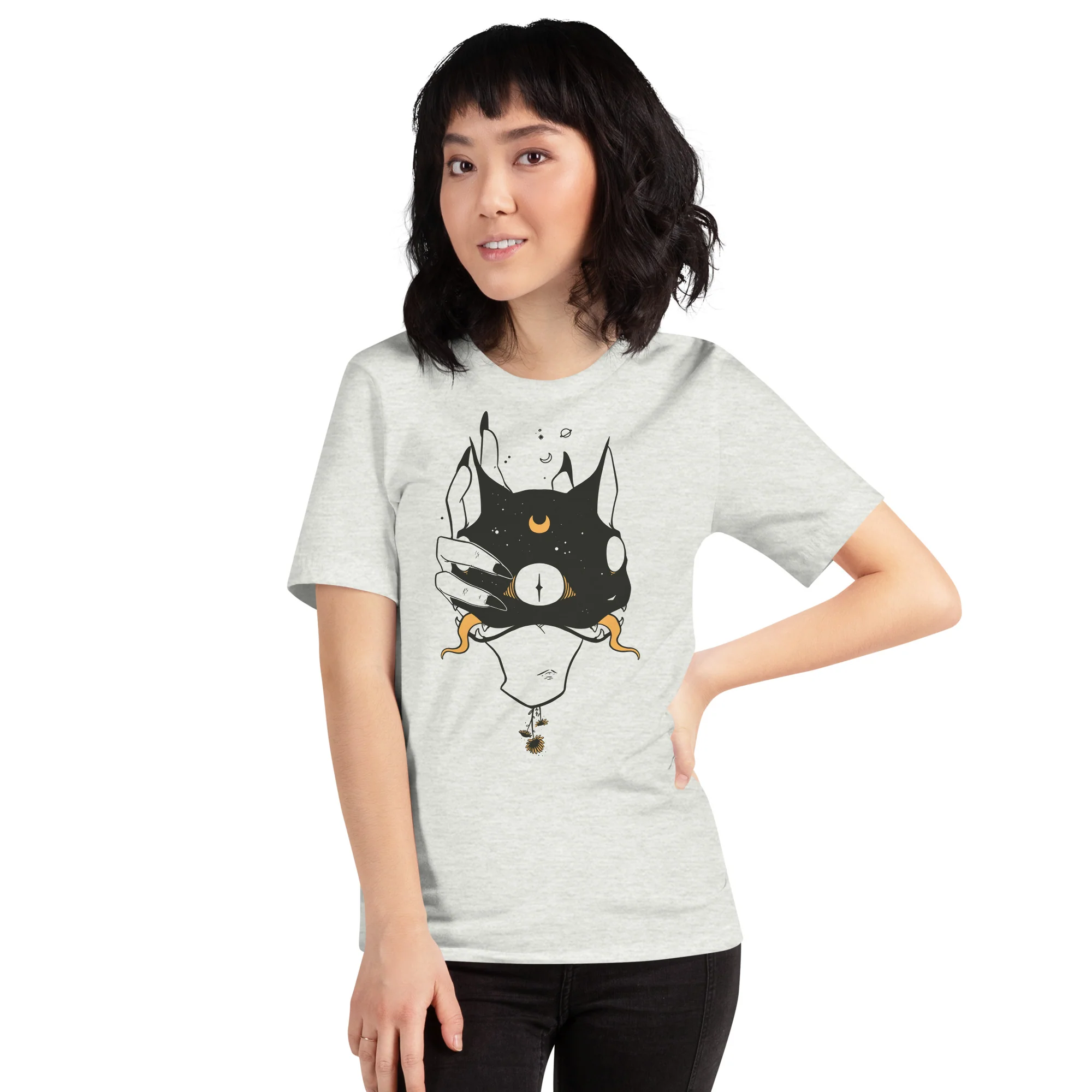 Two Faced Cat, Unisex T-Shirt - Image 4