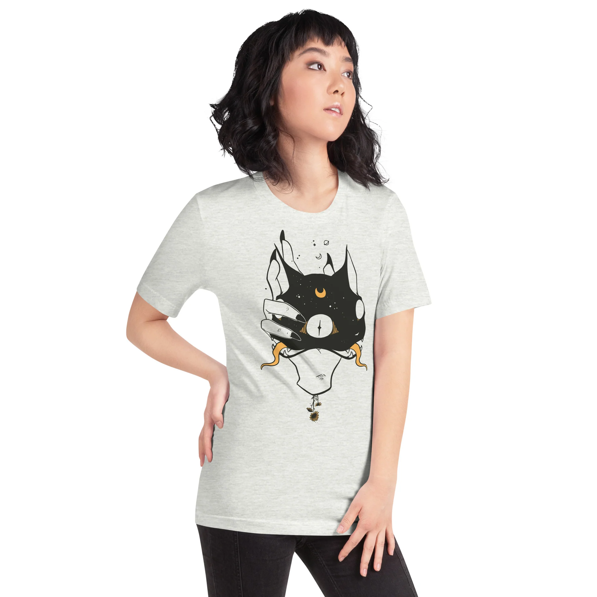Two Faced Cat, Unisex T-Shirt - Image 5