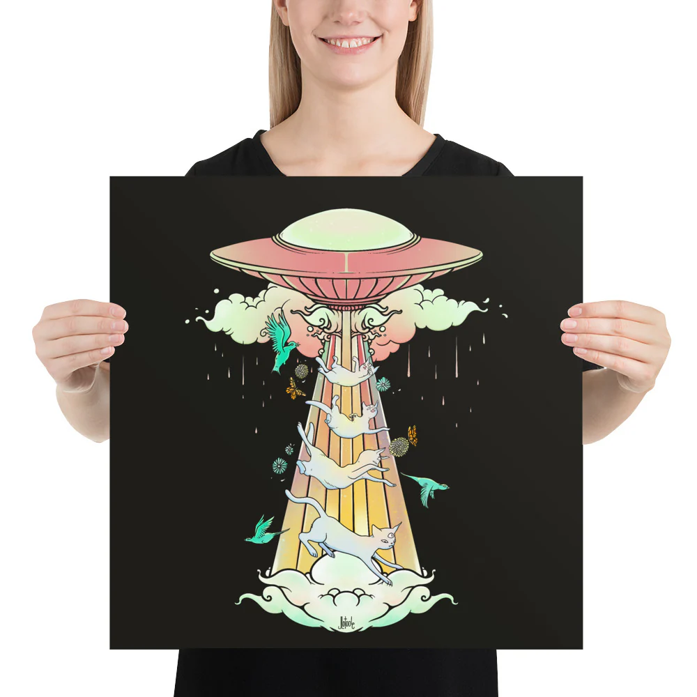 UFO And Cats, Matte Art Print Poster - Image 12
