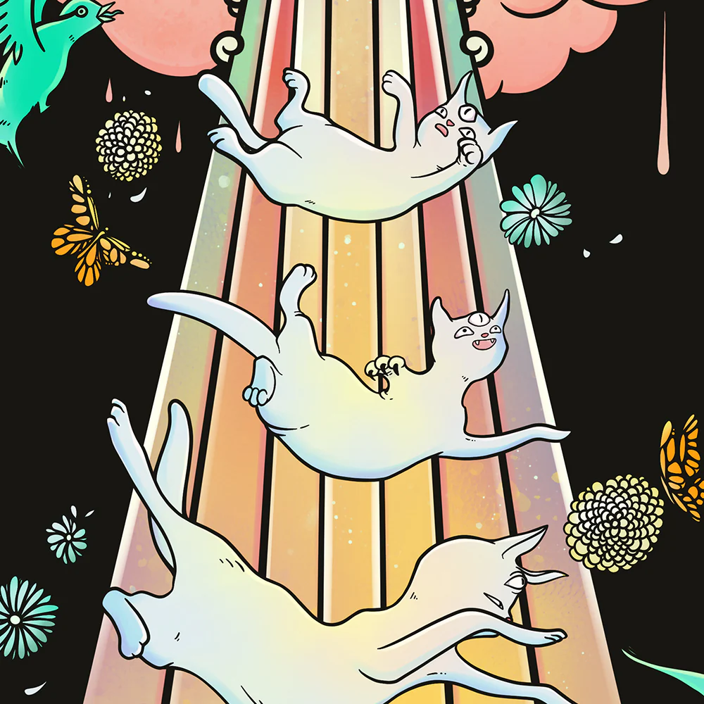 UFO And Cats, Matte Art Print Poster - Image 3