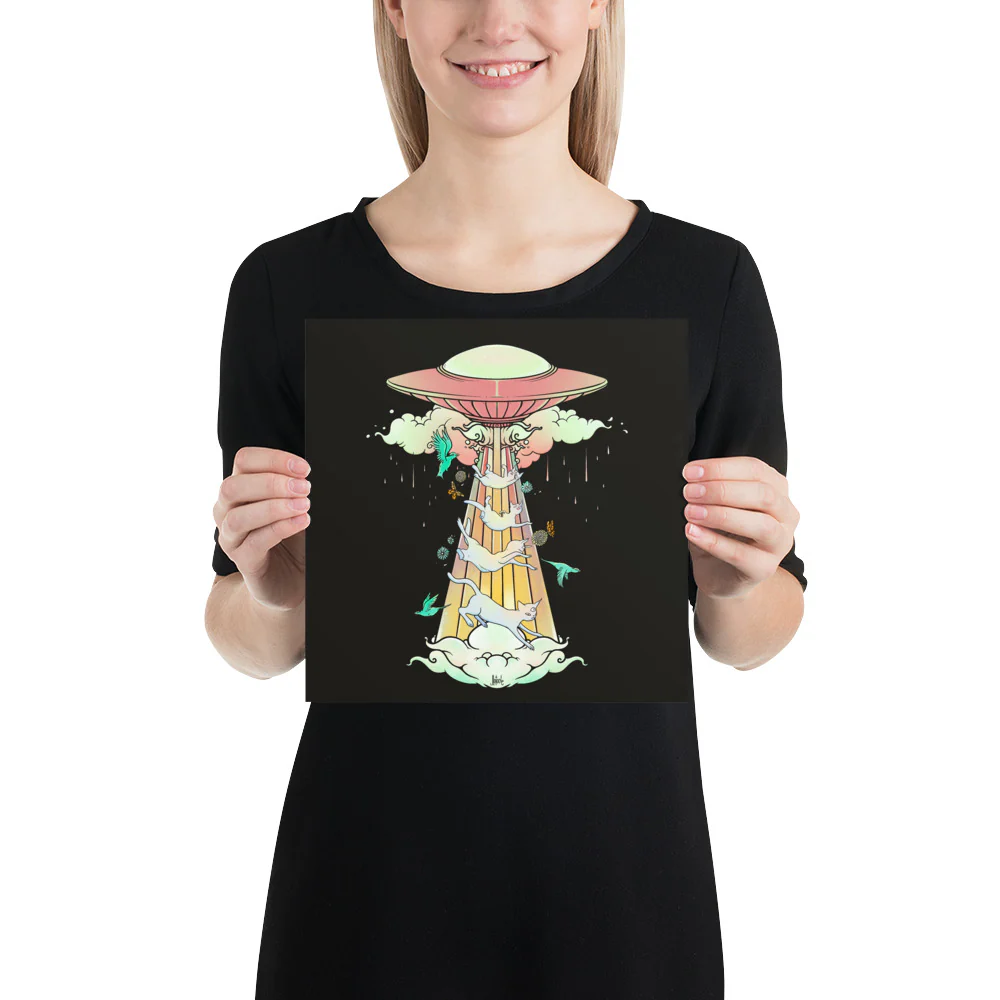UFO And Cats, Matte Art Print Poster - Image 6