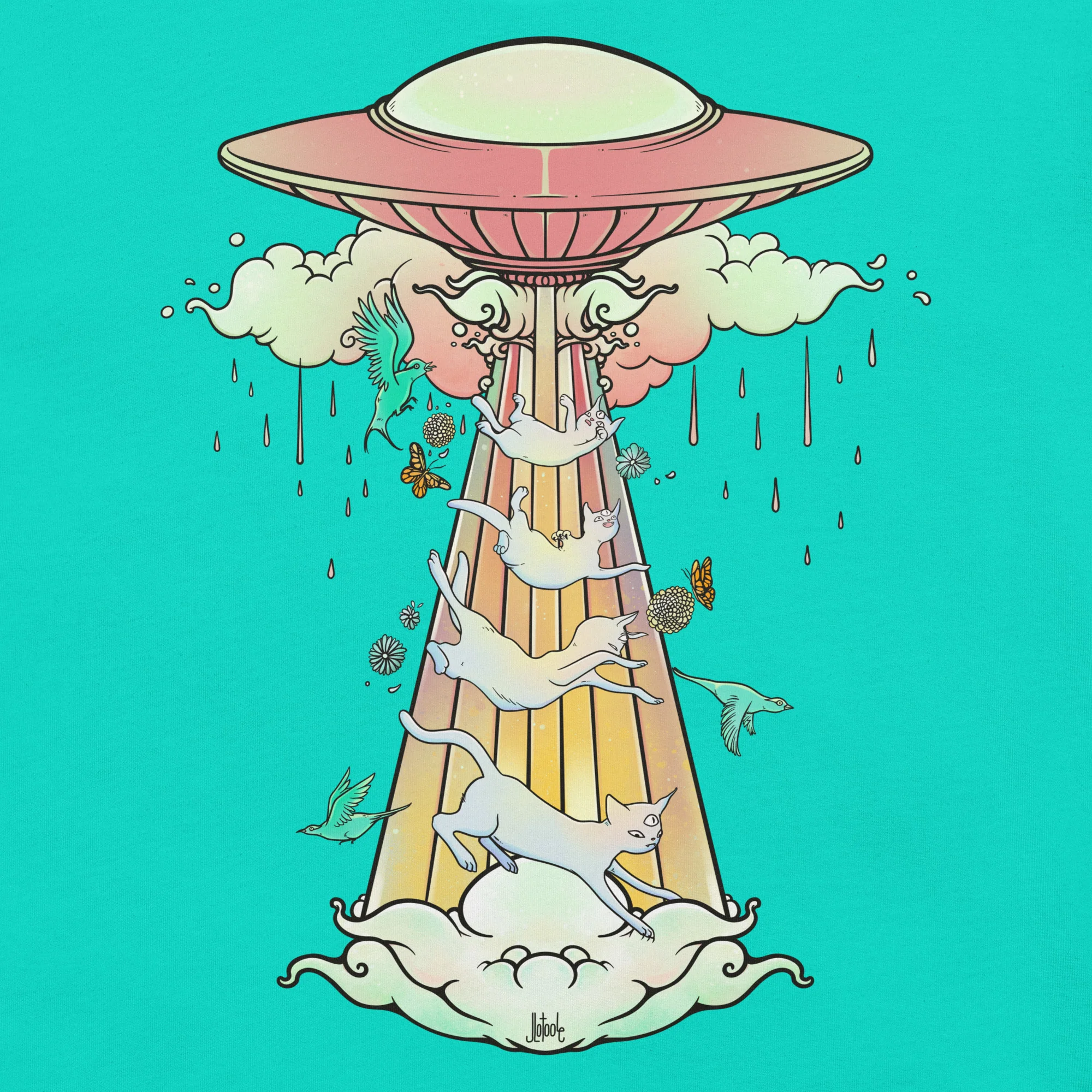 UFO & Cats, Unisex T-Shirt - Image 2