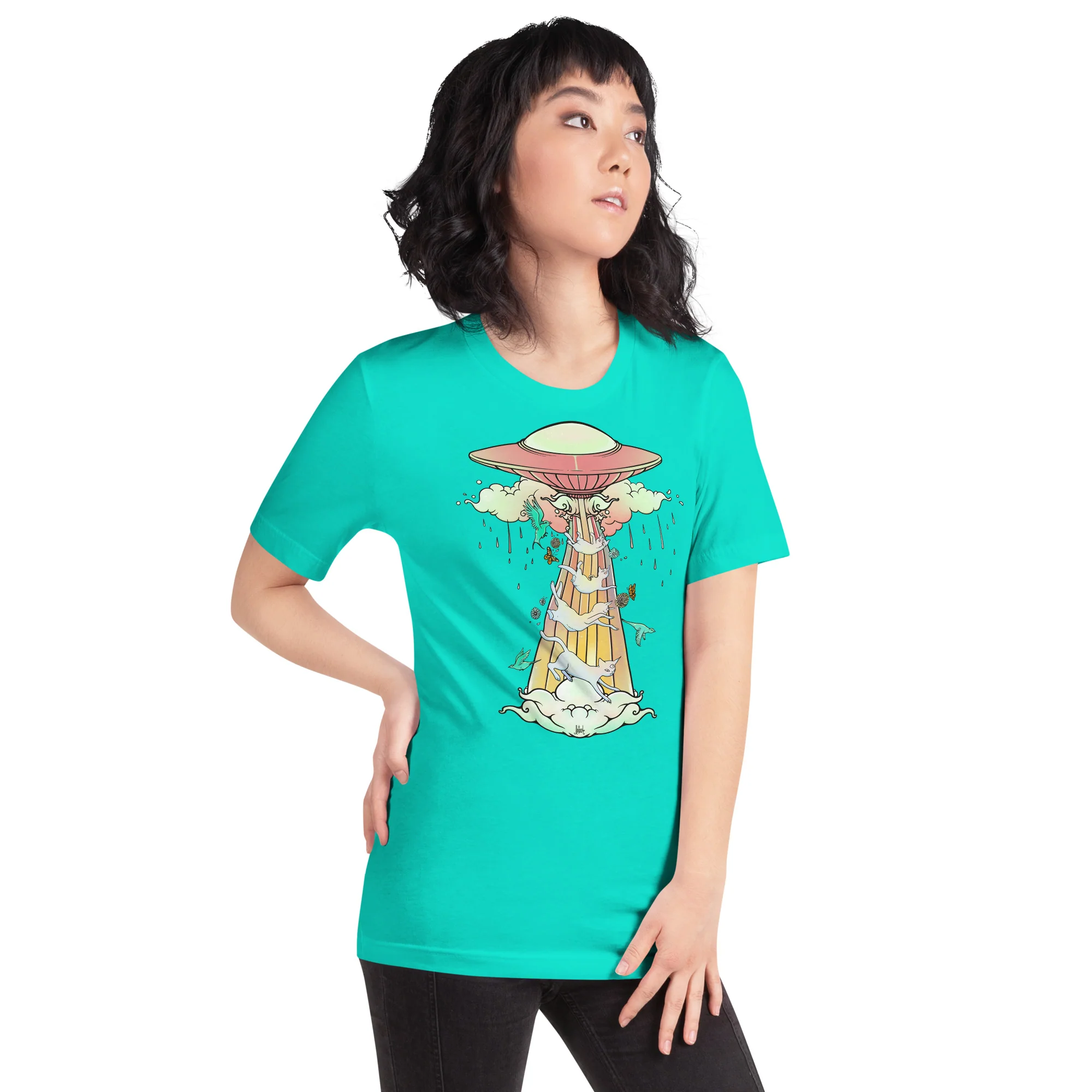 UFO & Cats, Unisex T-Shirt - Image 3