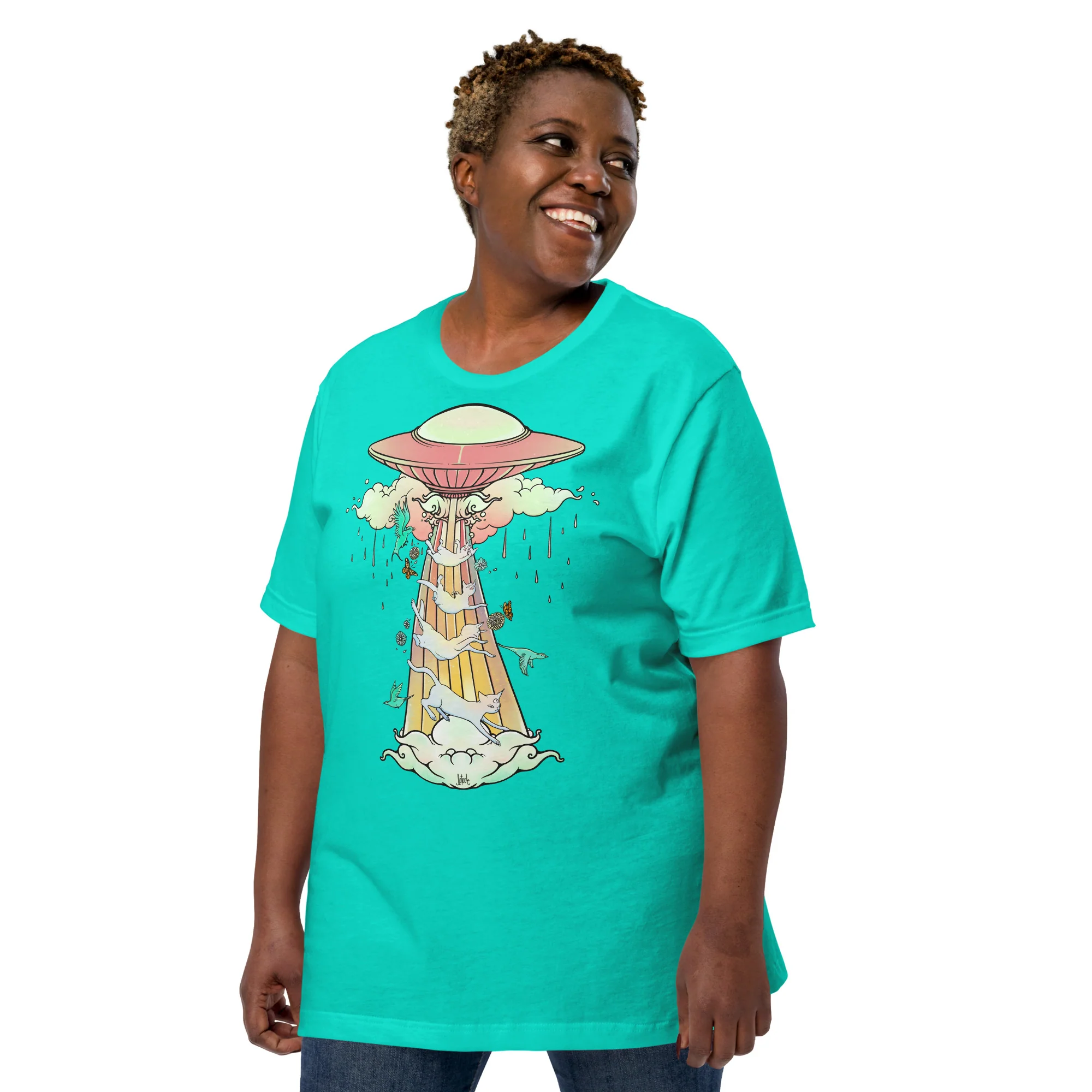 UFO & Cats, Unisex T-Shirt - Image 5