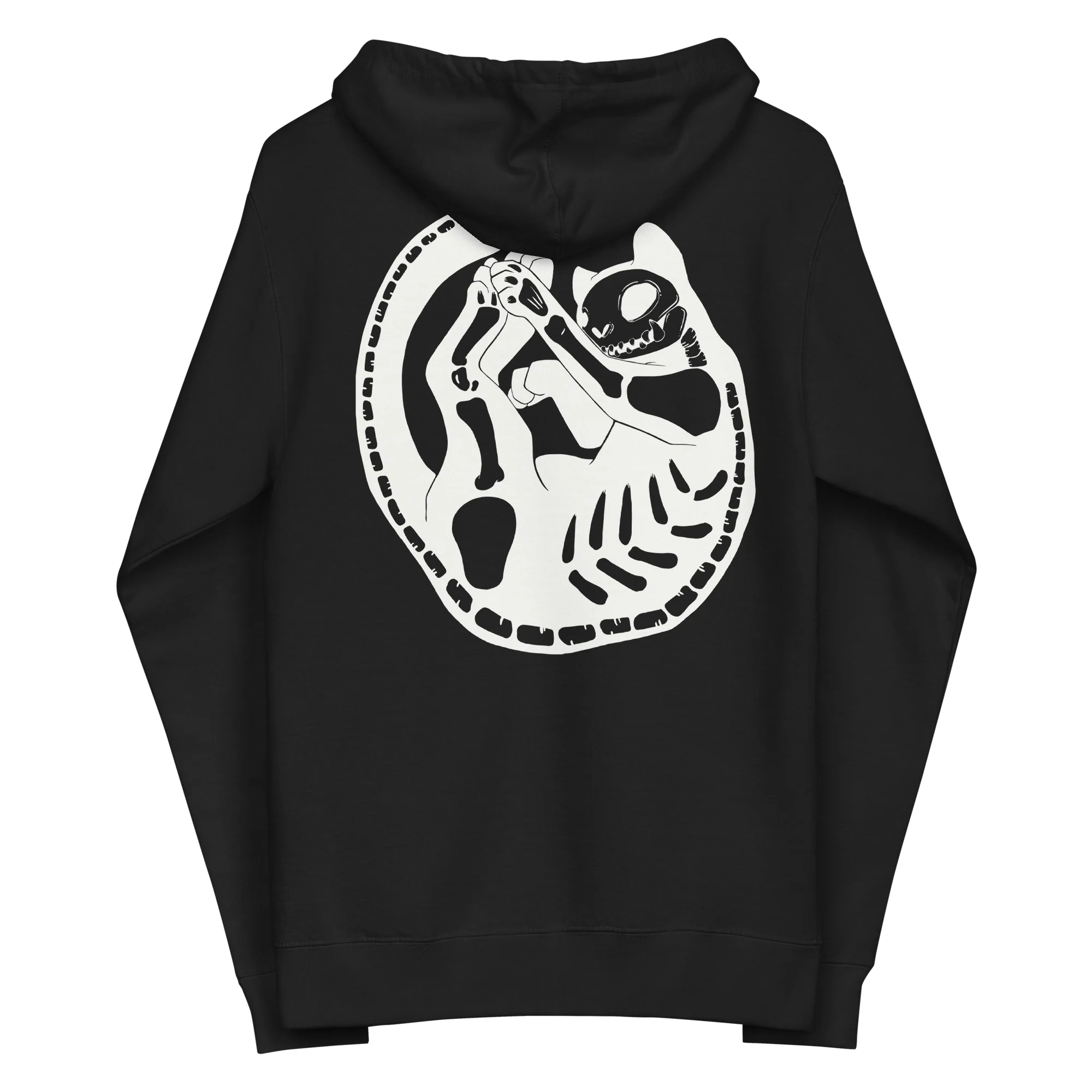 Skeleton Cat, Unisex Fleece Zip-Up Hoodie - Image 4