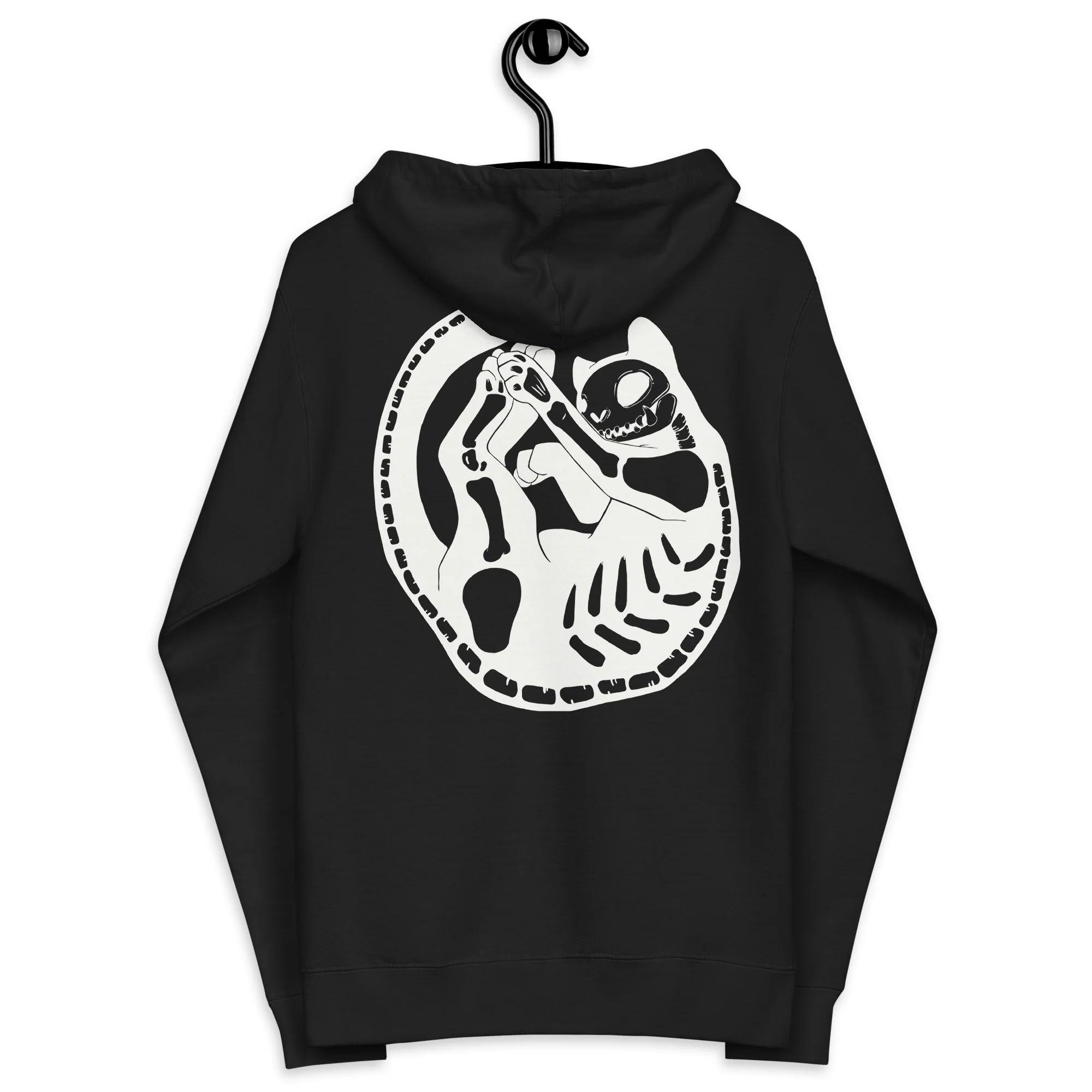 Skeleton Cat, Unisex Fleece Zip-Up Hoodie - Image 6
