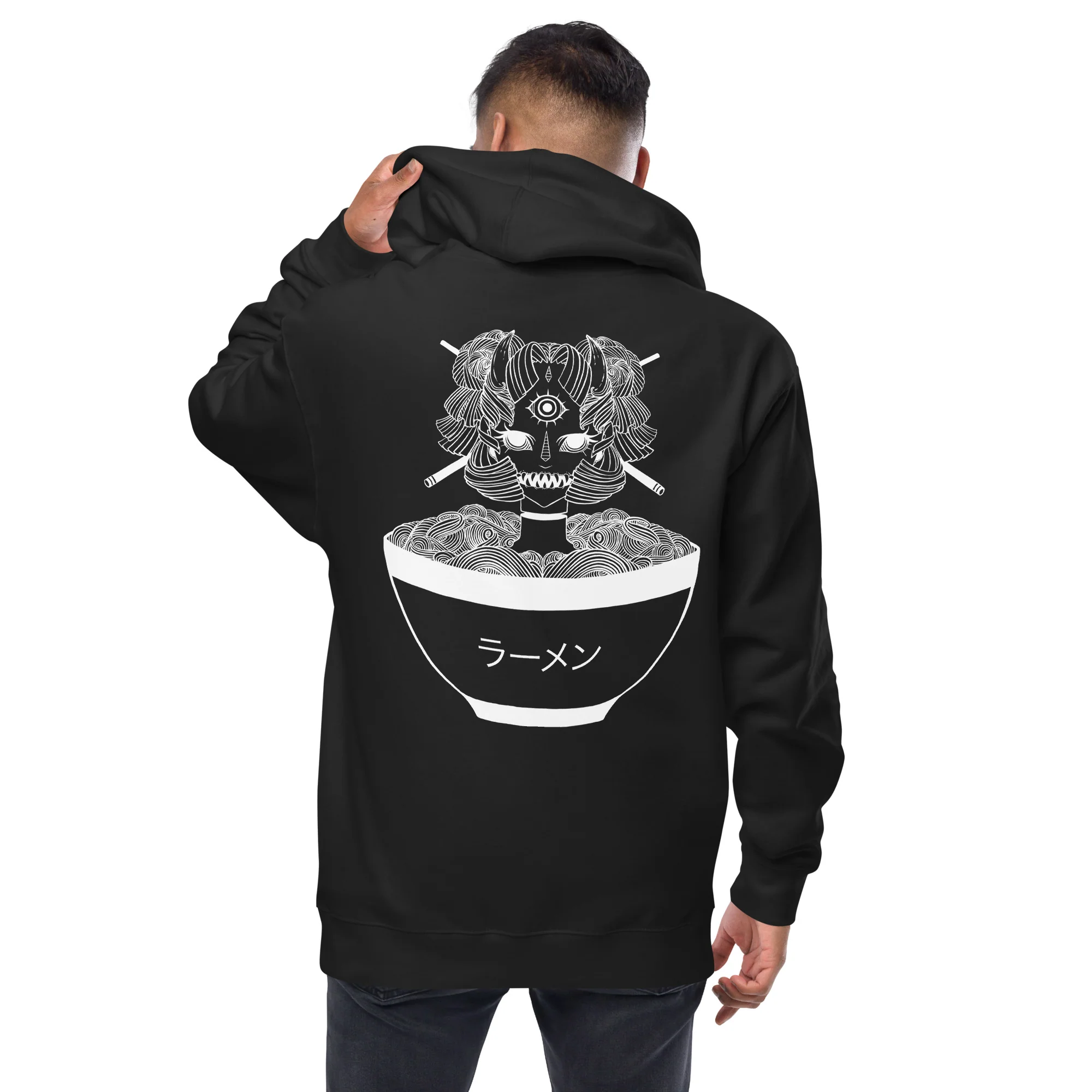 Monster Girl Ramen, Unisex Fleece Zip-Up Hoodie - Image 3