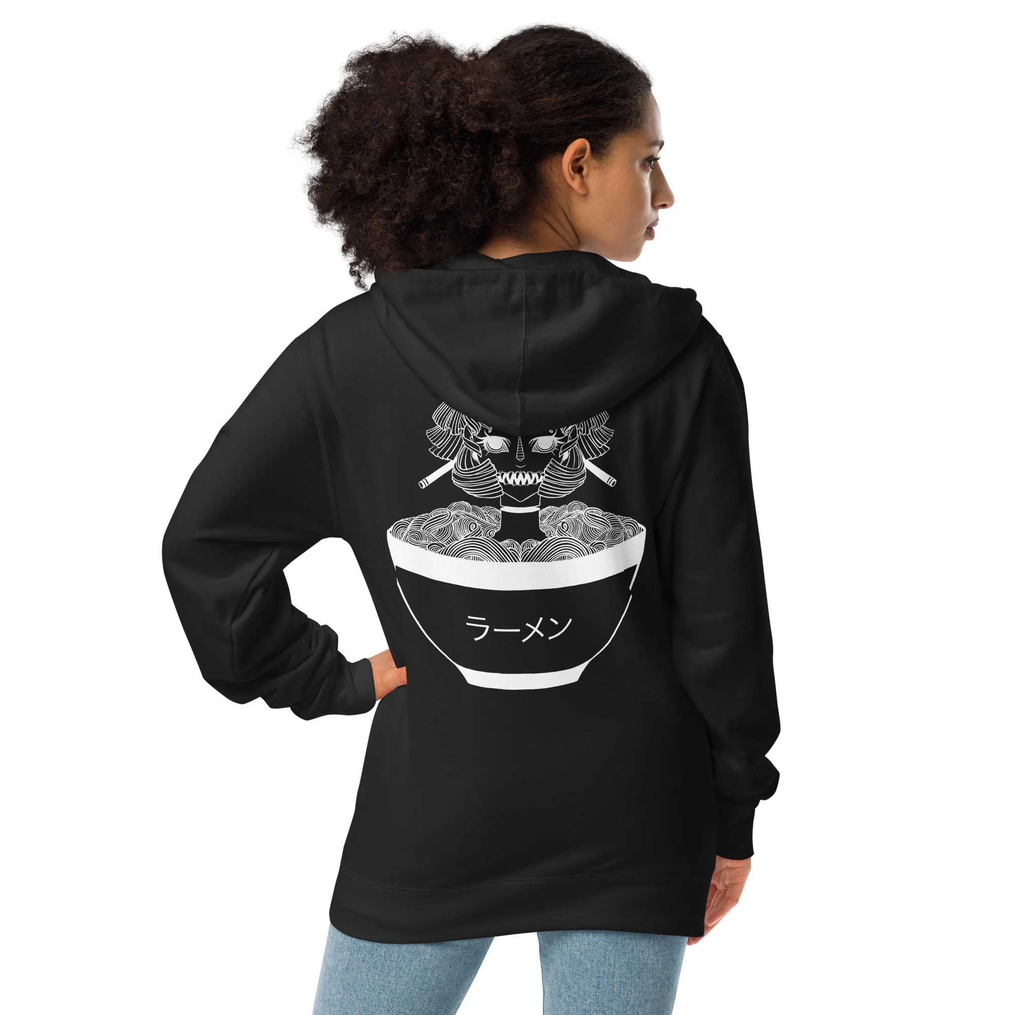 Monster Girl Ramen, Unisex Fleece Zip-Up Hoodie - Image 4
