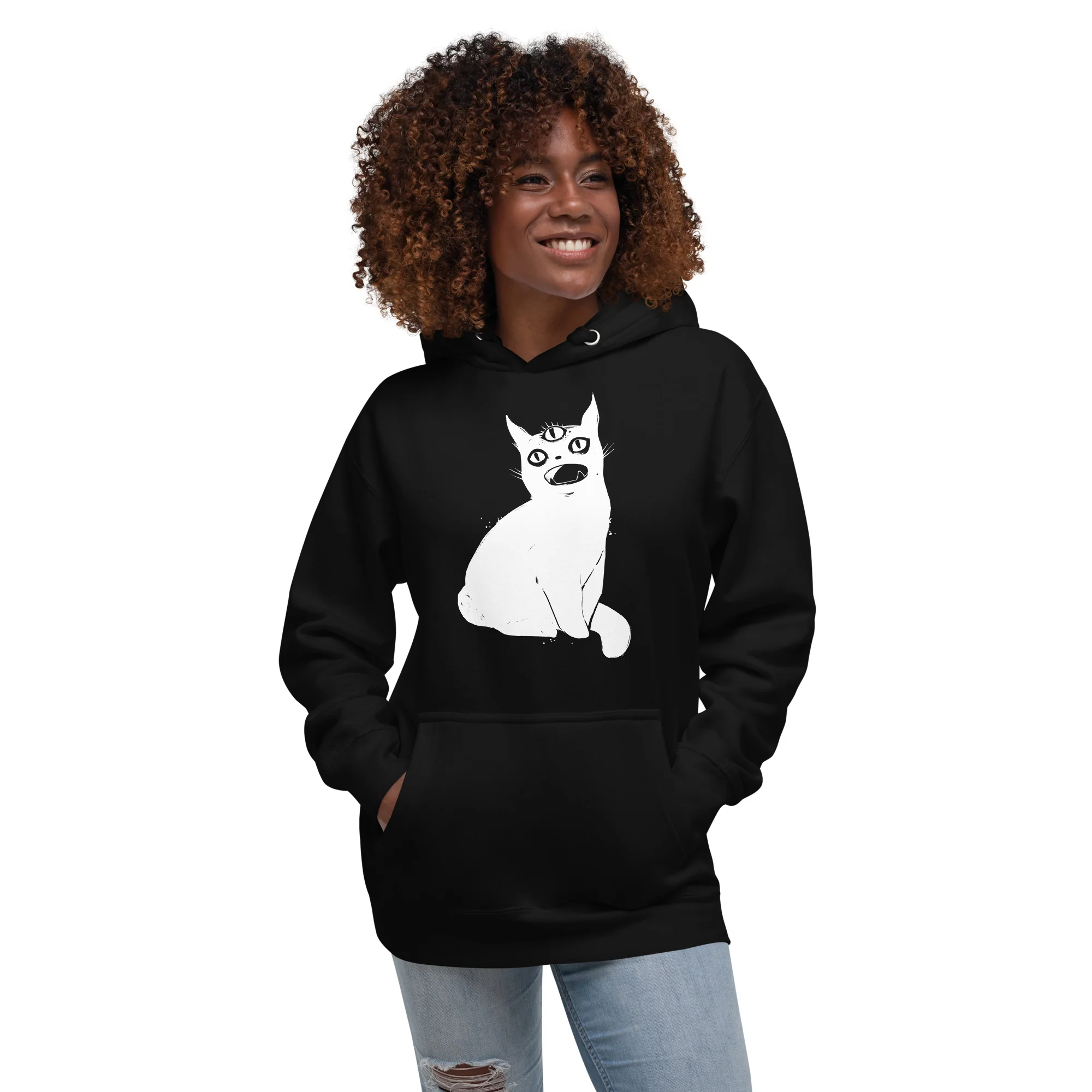 Third Eye Cat, Unisex Hoodie - Image 4