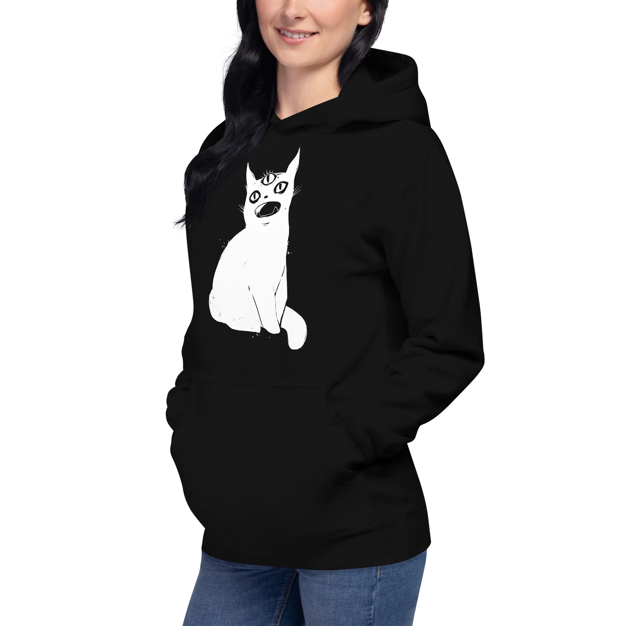 Third Eye Cat, Unisex Hoodie - Image 6