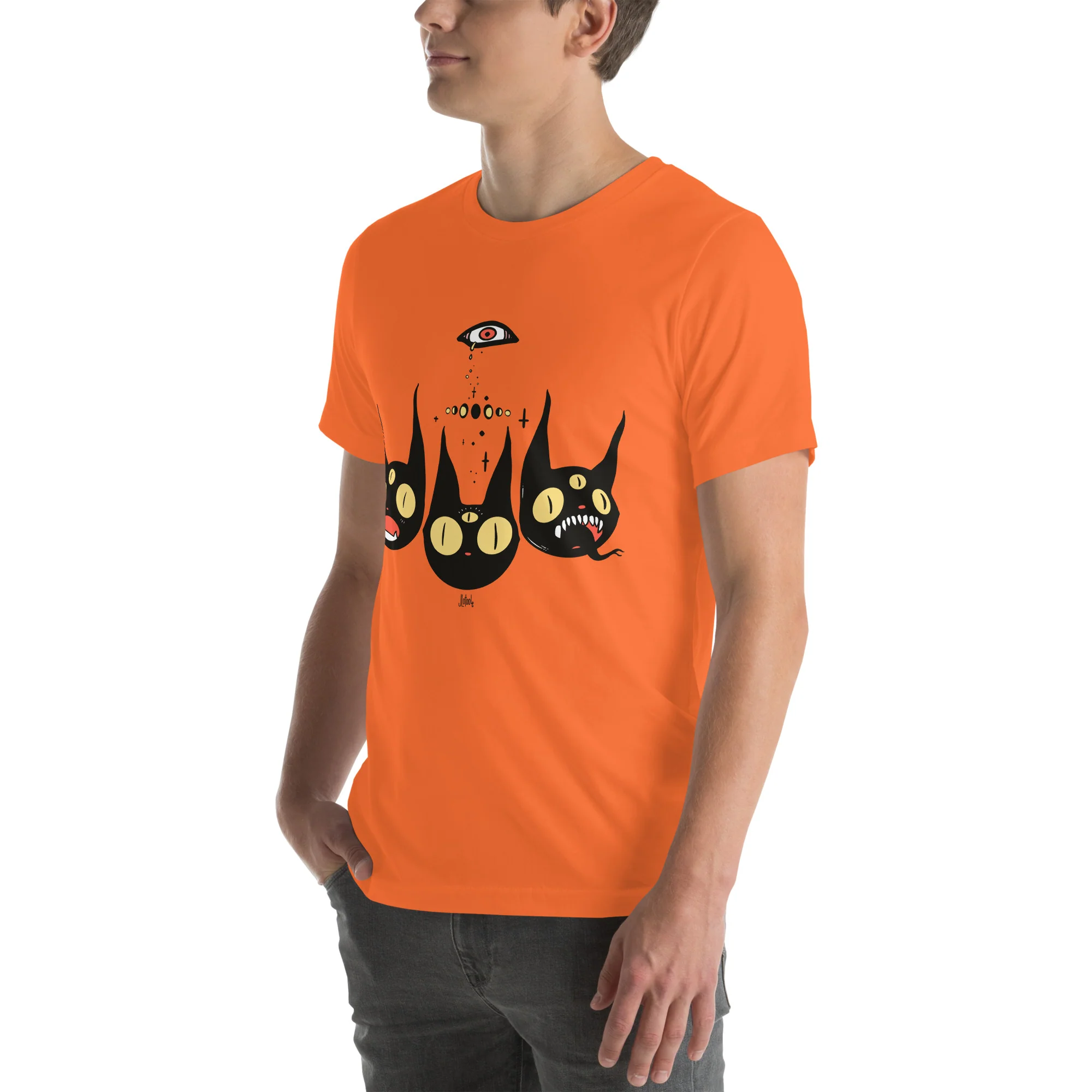 Three Black Cats, Unisex T-Shirt - Image 3