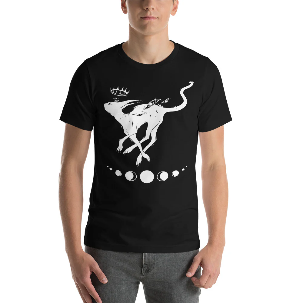 White Running Cat, Unisex T-Shirt - Image 2