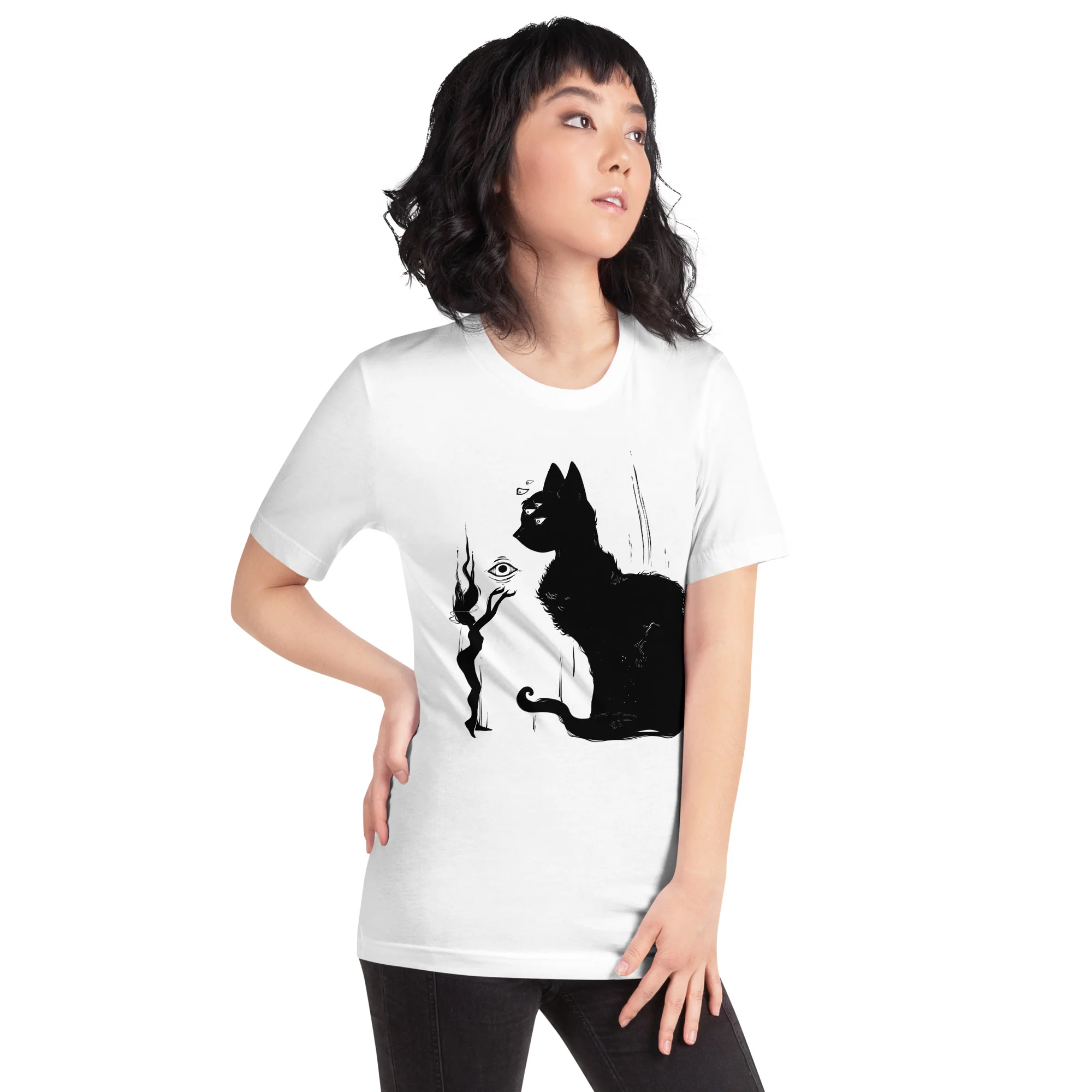 Black Cat And Witch, Unisex T-Shirt - Image 2