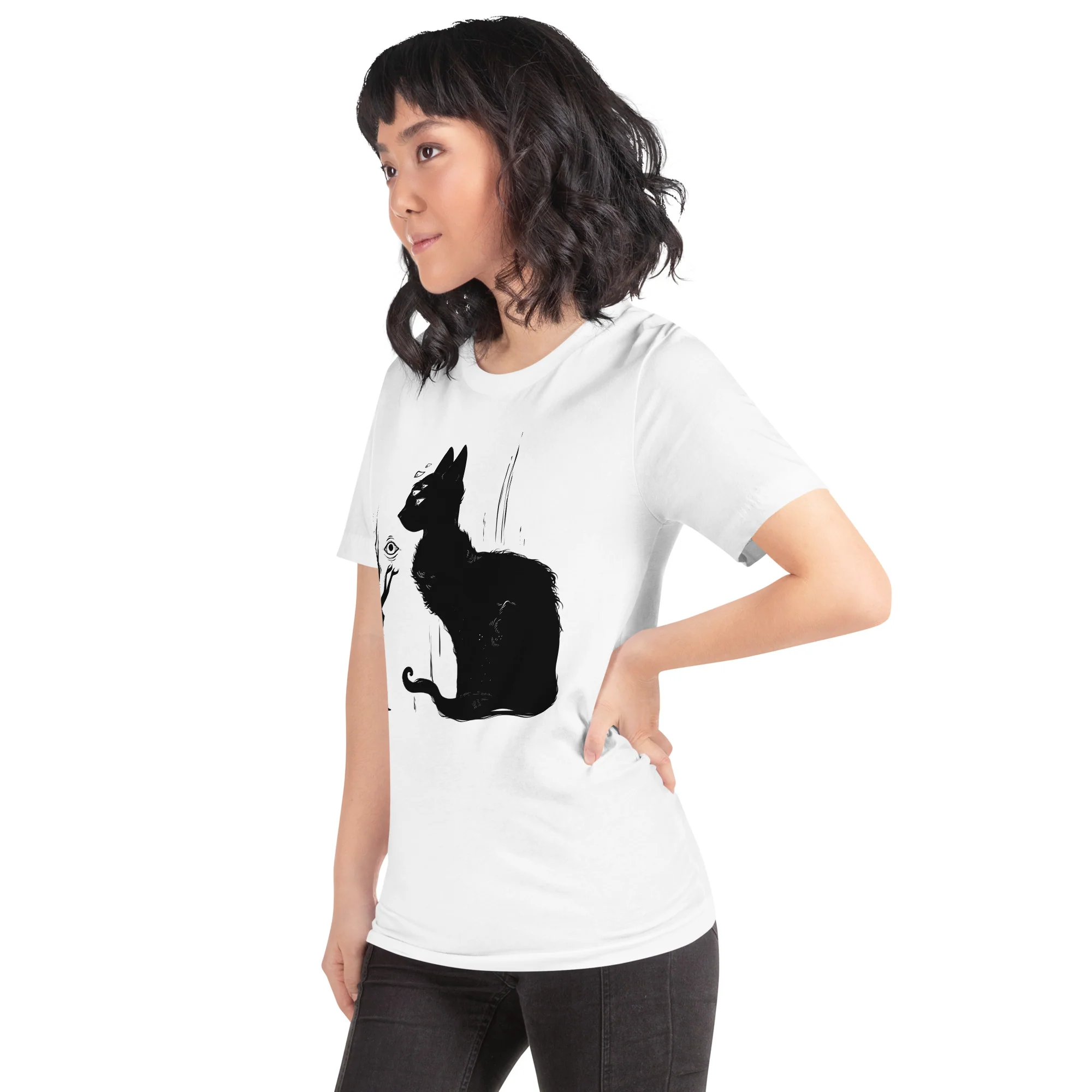 Black Cat And Witch, Unisex T-Shirt - Image 3