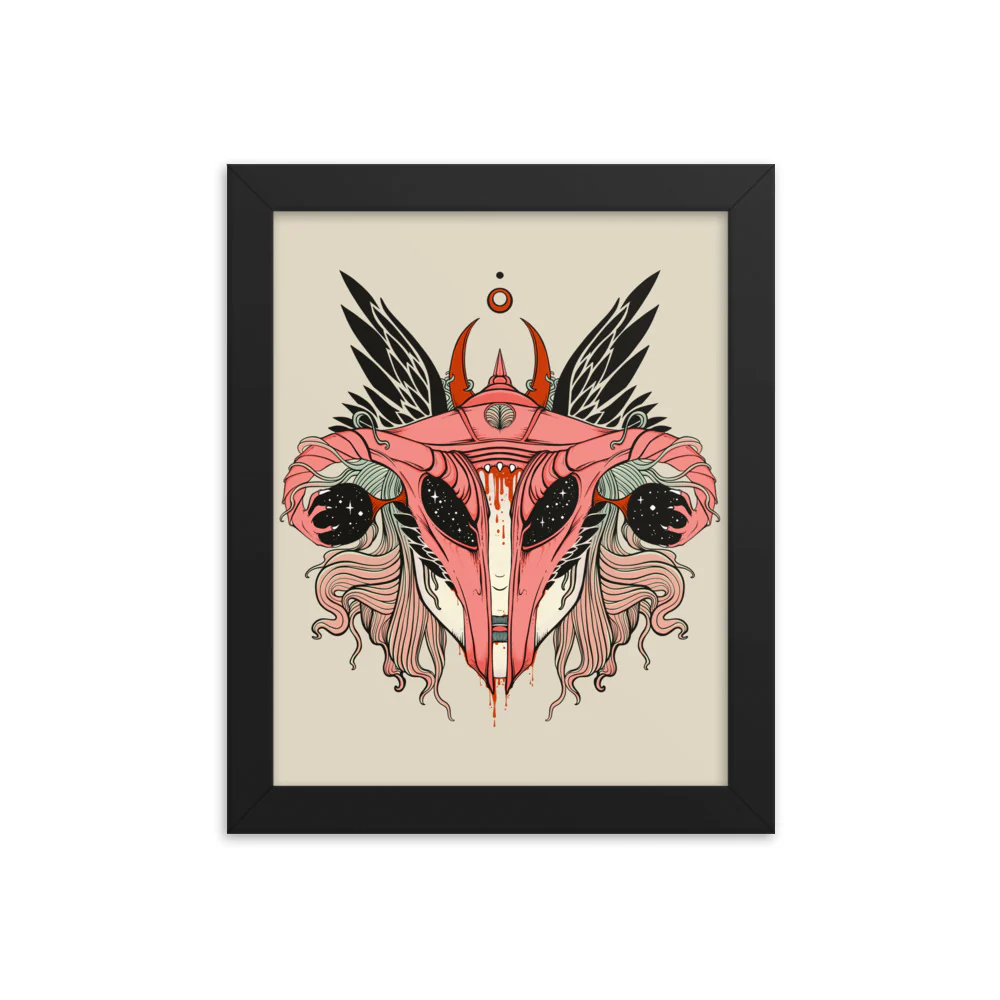 Uterus Shieldmaiden, Framed Art Print