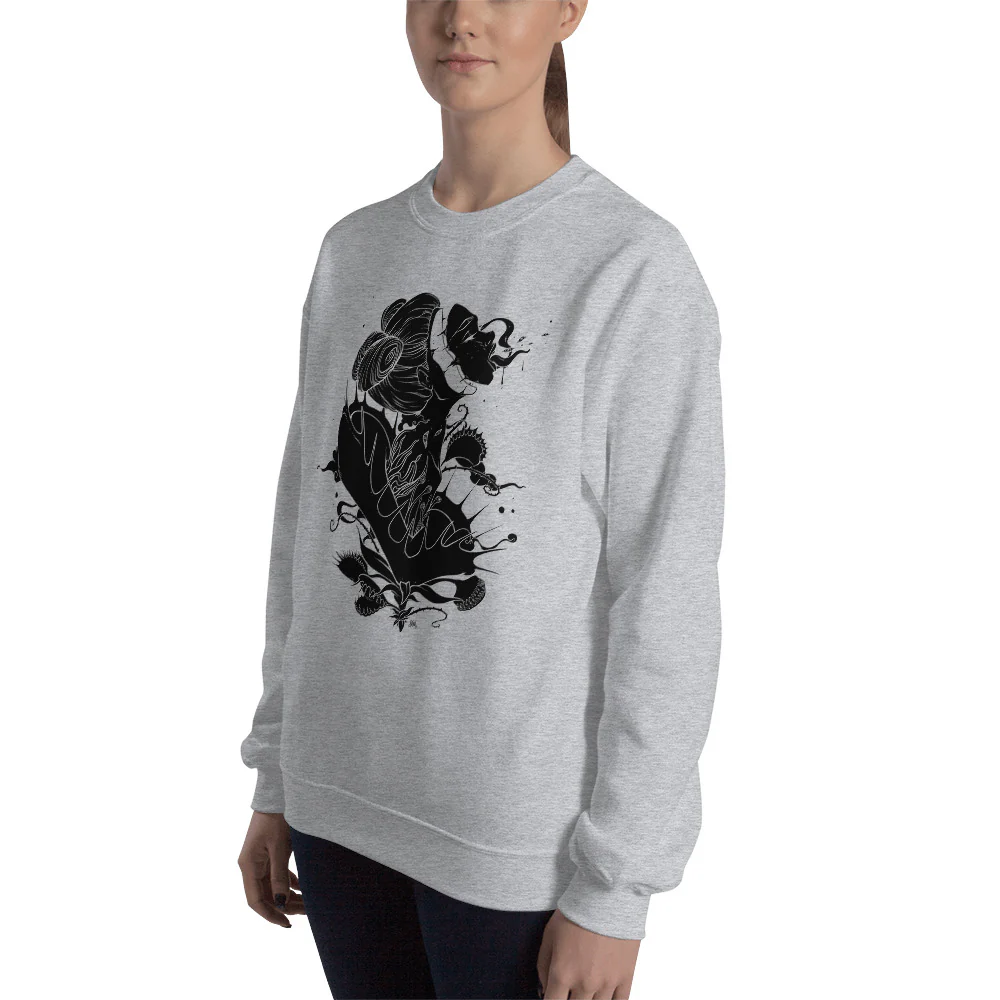Venus Fly Trap Girl, Unisex Sweatshirt - Image 5
