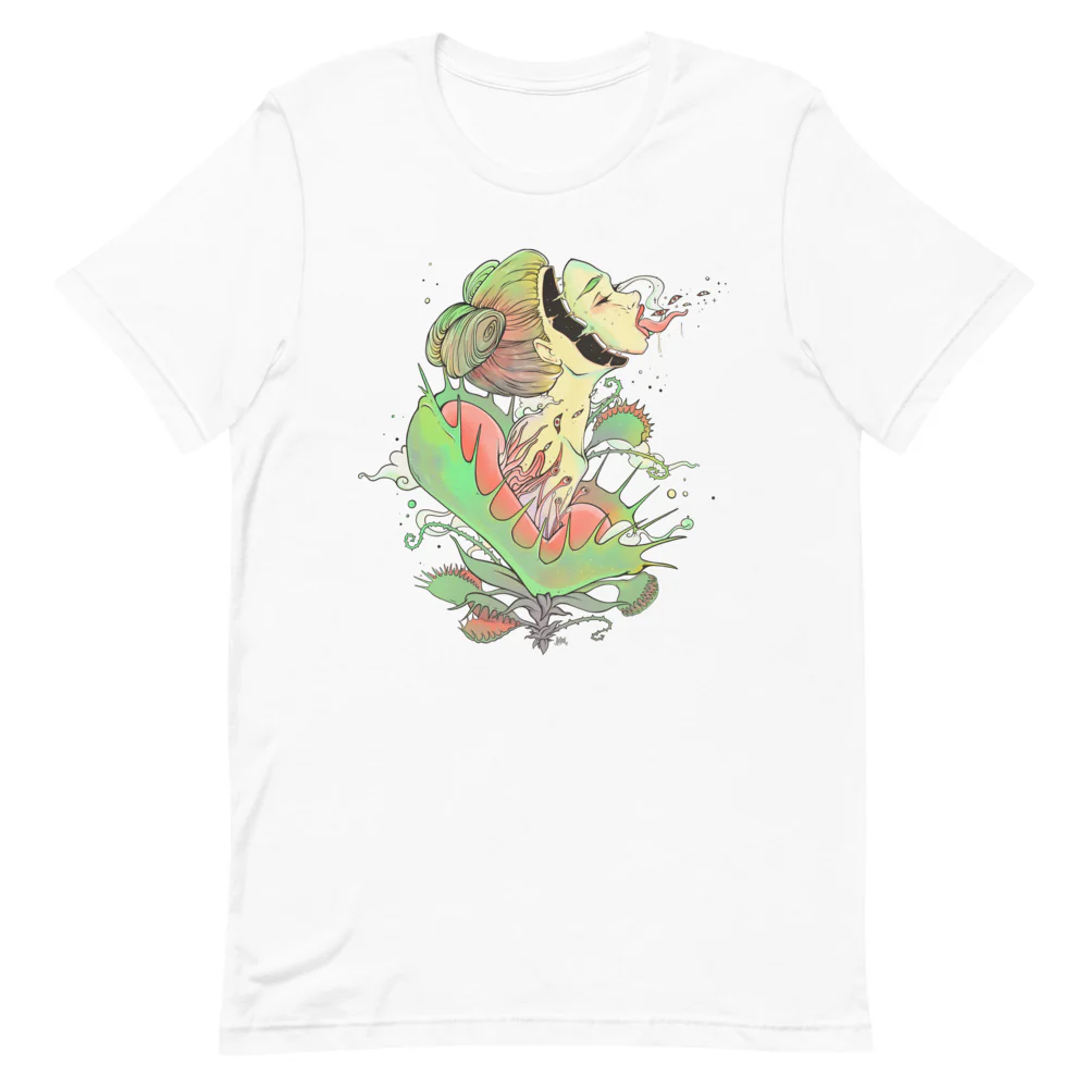 Venus Fly Trap Girl, Unisex T-Shirt - Image 3