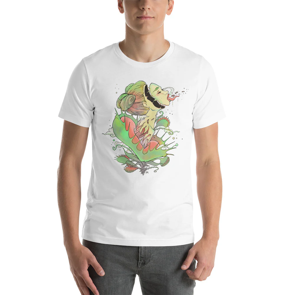 Venus Fly Trap Girl, Unisex T-Shirt - Image 4