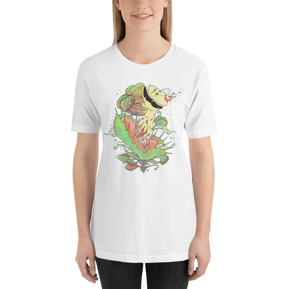 Venus Fly Trap Girl, Unisex T-Shirt - Image 5