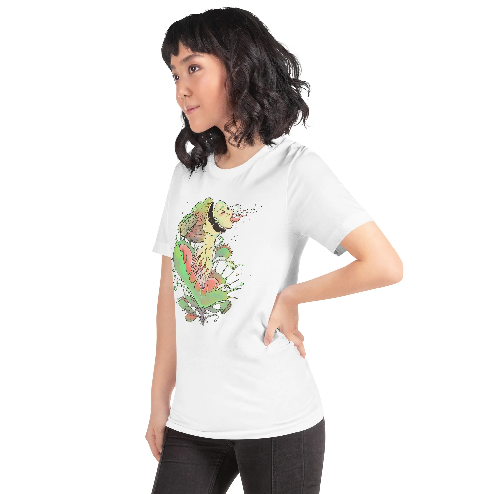 Venus Fly Trap Girl, Unisex T-Shirt - Image 7