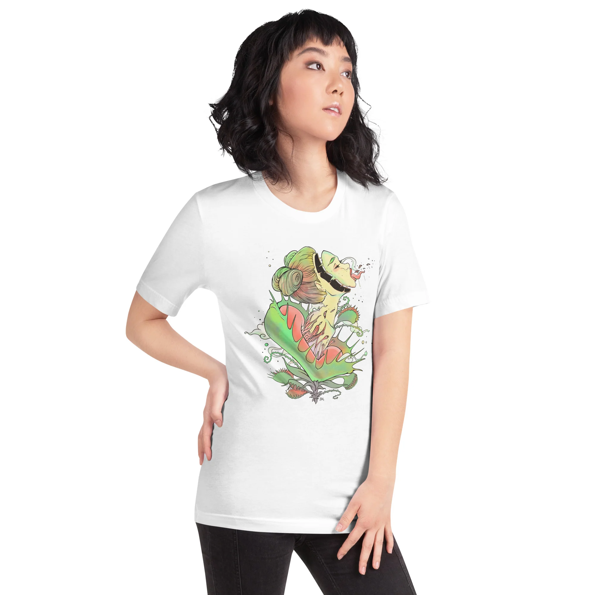 Venus Fly Trap Girl, Unisex T-Shirt - Image 8