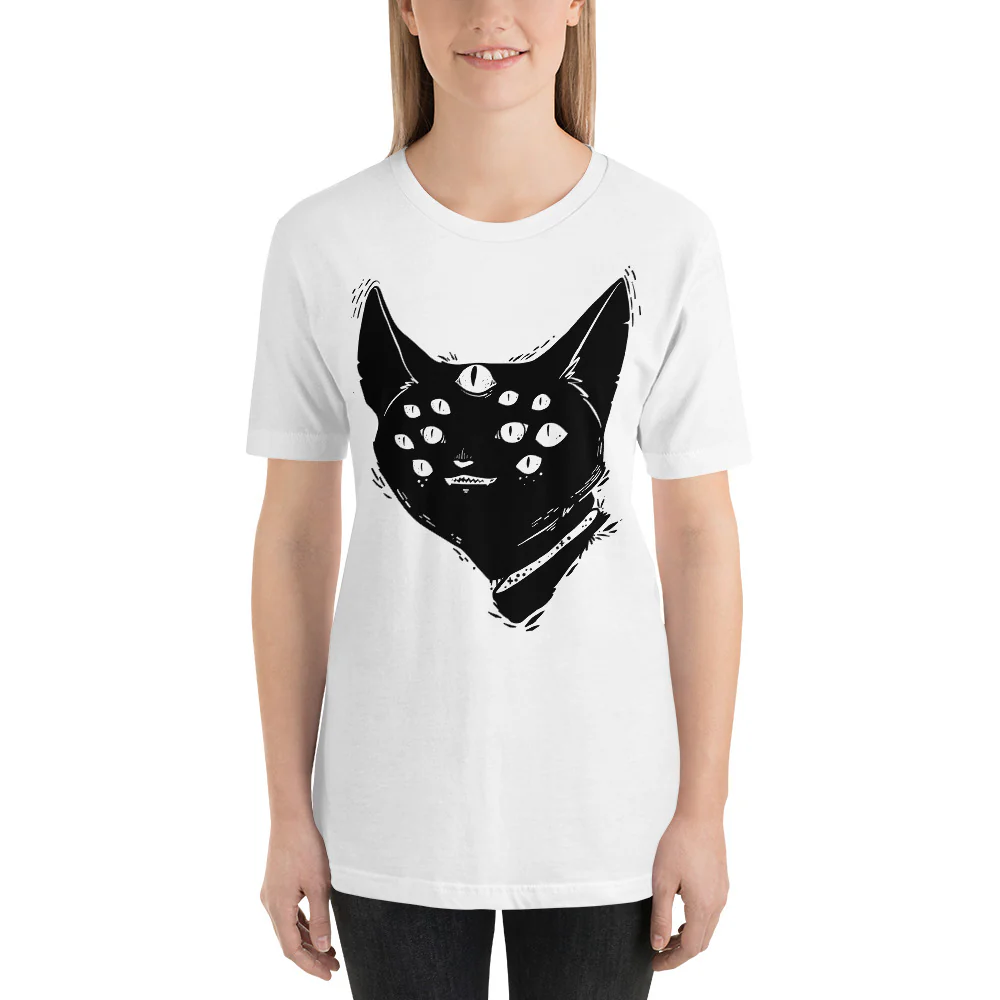 Many Eyed Monster Cat, Unisex T-Shirt - Image 2