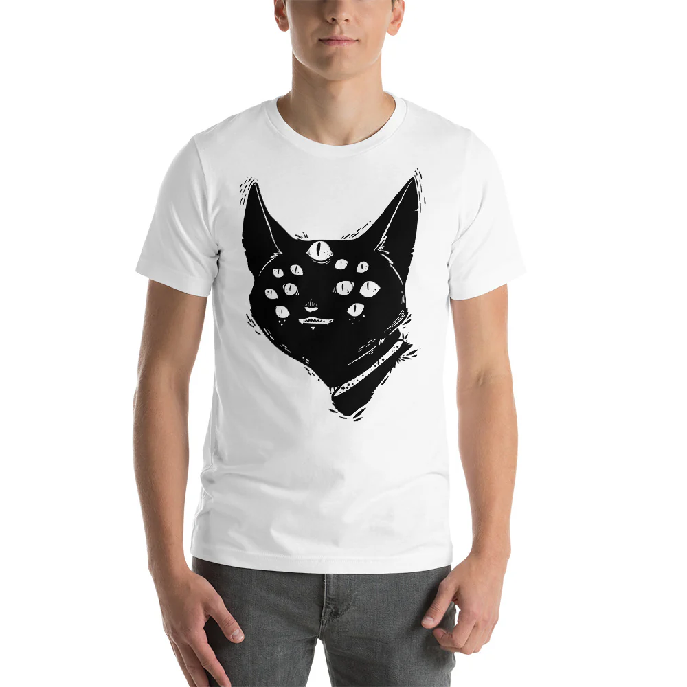 Many Eyed Monster Cat, Unisex T-Shirt - Image 3