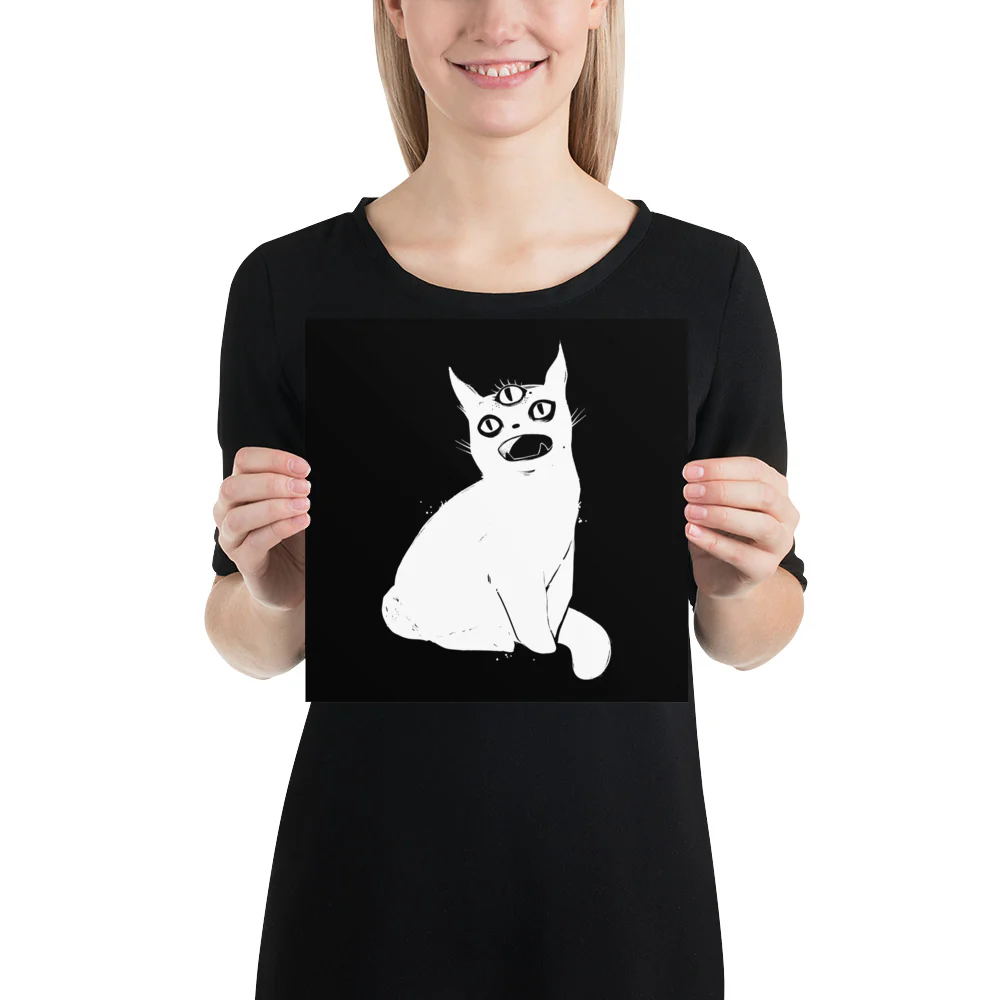 White Cat With Third Eye, Matte Art Print Poster - Image 10