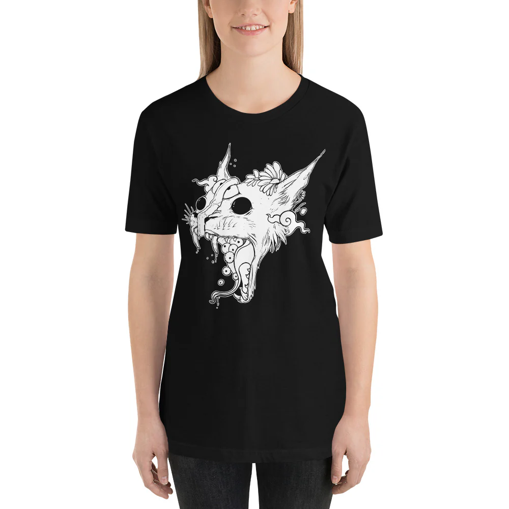 Split-Faced Cat, Unisex T-Shirt, Black - Image 2