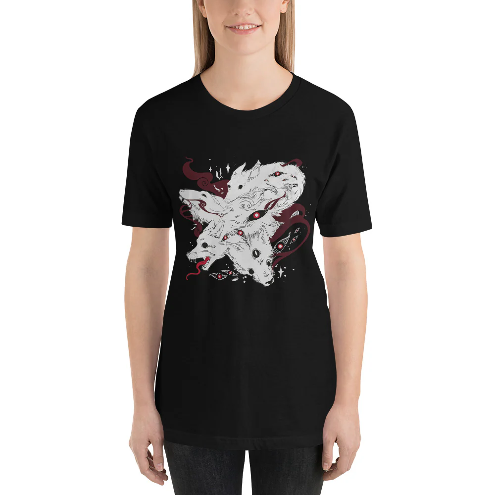Wild Wolf Dogs Unisex T-Shirt, Black - Image 2