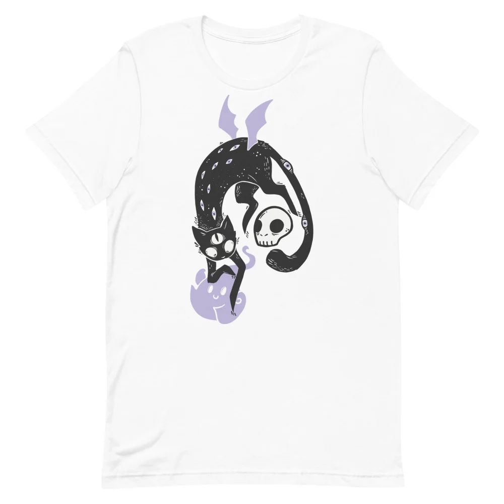 Winged Cat, Unisex T-Shirt, Silver Or White - Image 6