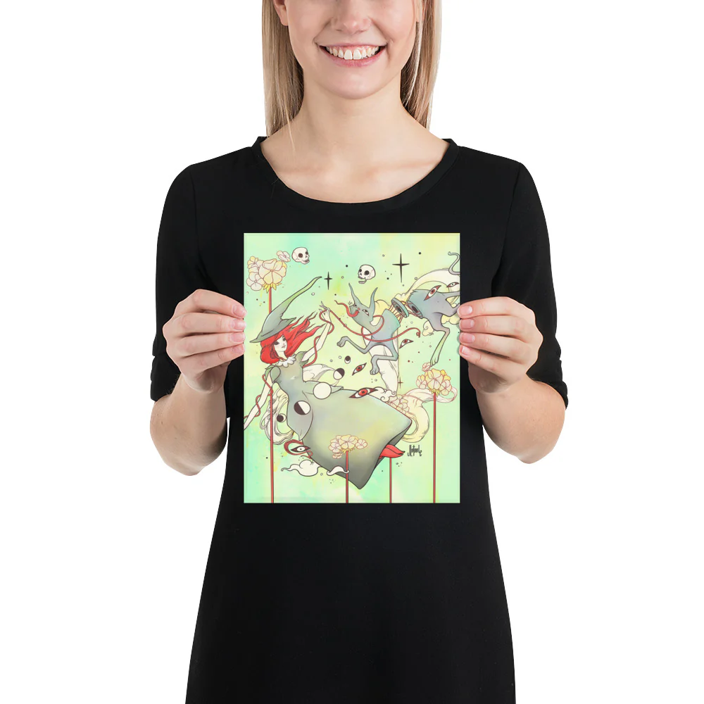Witch And Cat, Matte Art Print Poster - Image 2